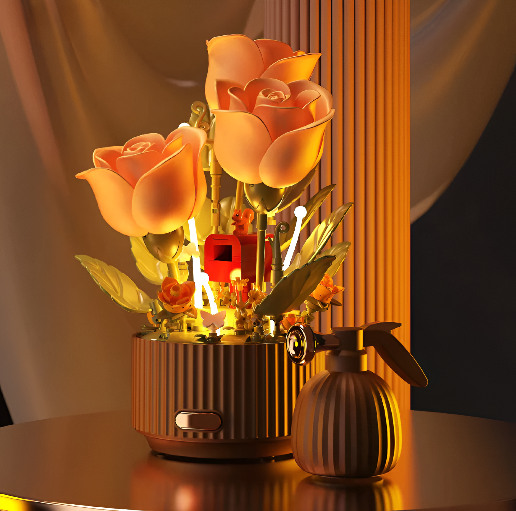 Blooming Rose Building Blocks Decorative Flower Lamp